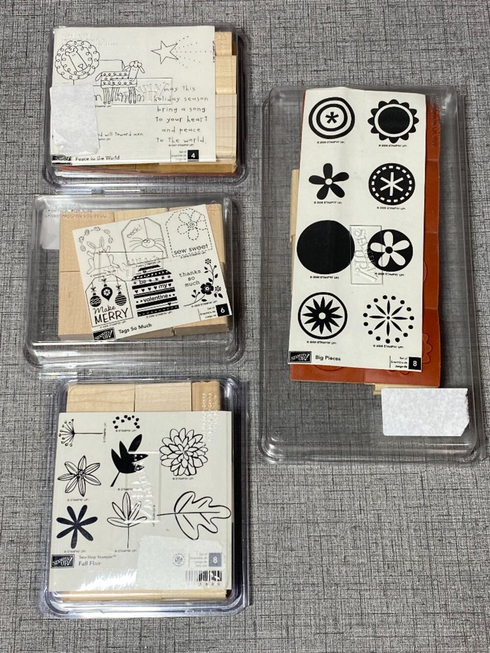 NEW Lot of 4 STAMPIN UP Rubber Wooden Stamp Sets 2006 2007 NOS